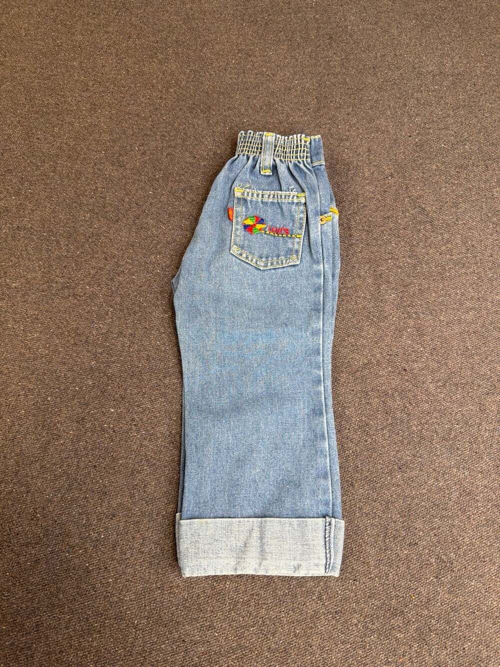 Vintage Levi's Toddler 3T Rainbow Pinwheel Embroidered Denim Jeans
